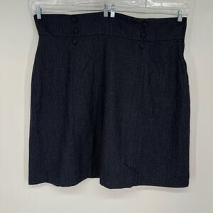 ModCloth Sailor Skirt Women's Plus Size 4X Gray Herringbone Wool Blend A-Line